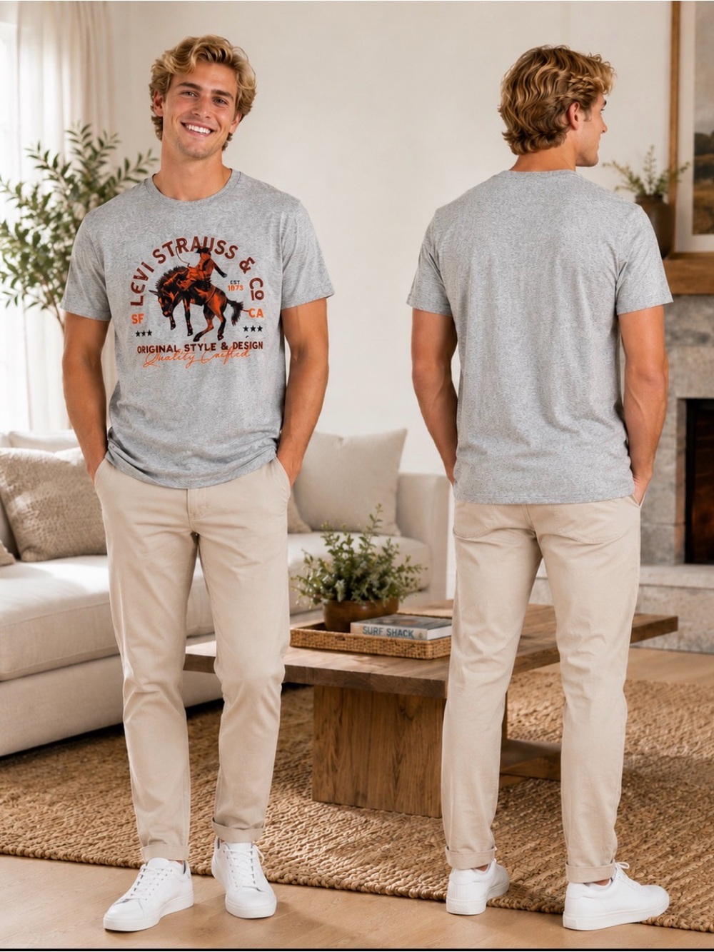 Levi Strauss Gray Western Rodeo Graphic Tee XS